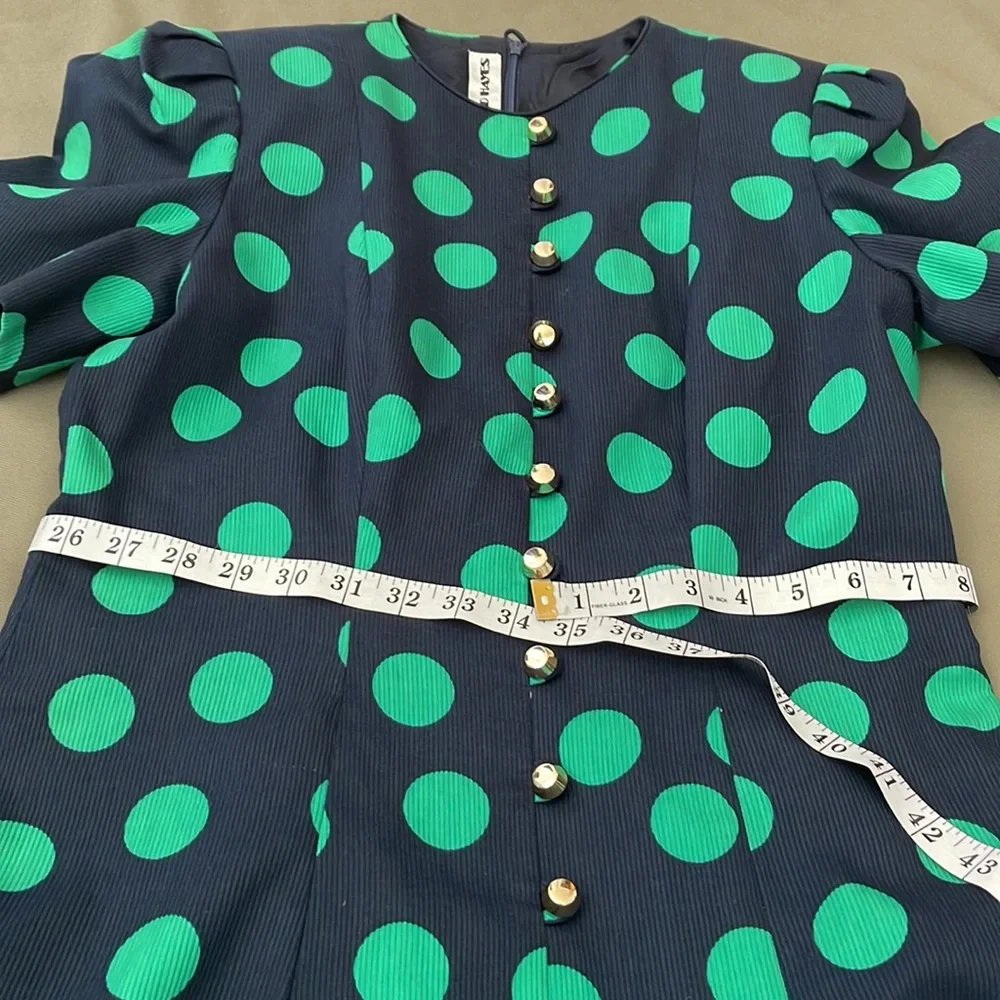 DAVID HAYES Lovely Vintage polka dot  green/ blue color, Womens DRESS size 10” - Picture 12 of 16